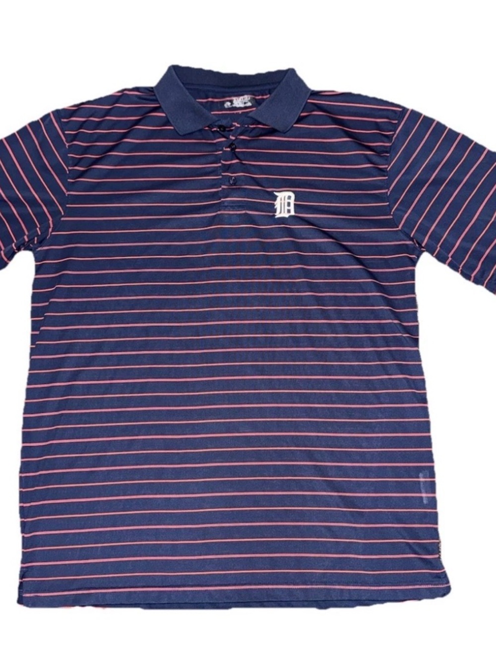 True Fan MLB Detroit Tigers Mens L
Striped Polo Golf Shirt Navy Blue
Orange